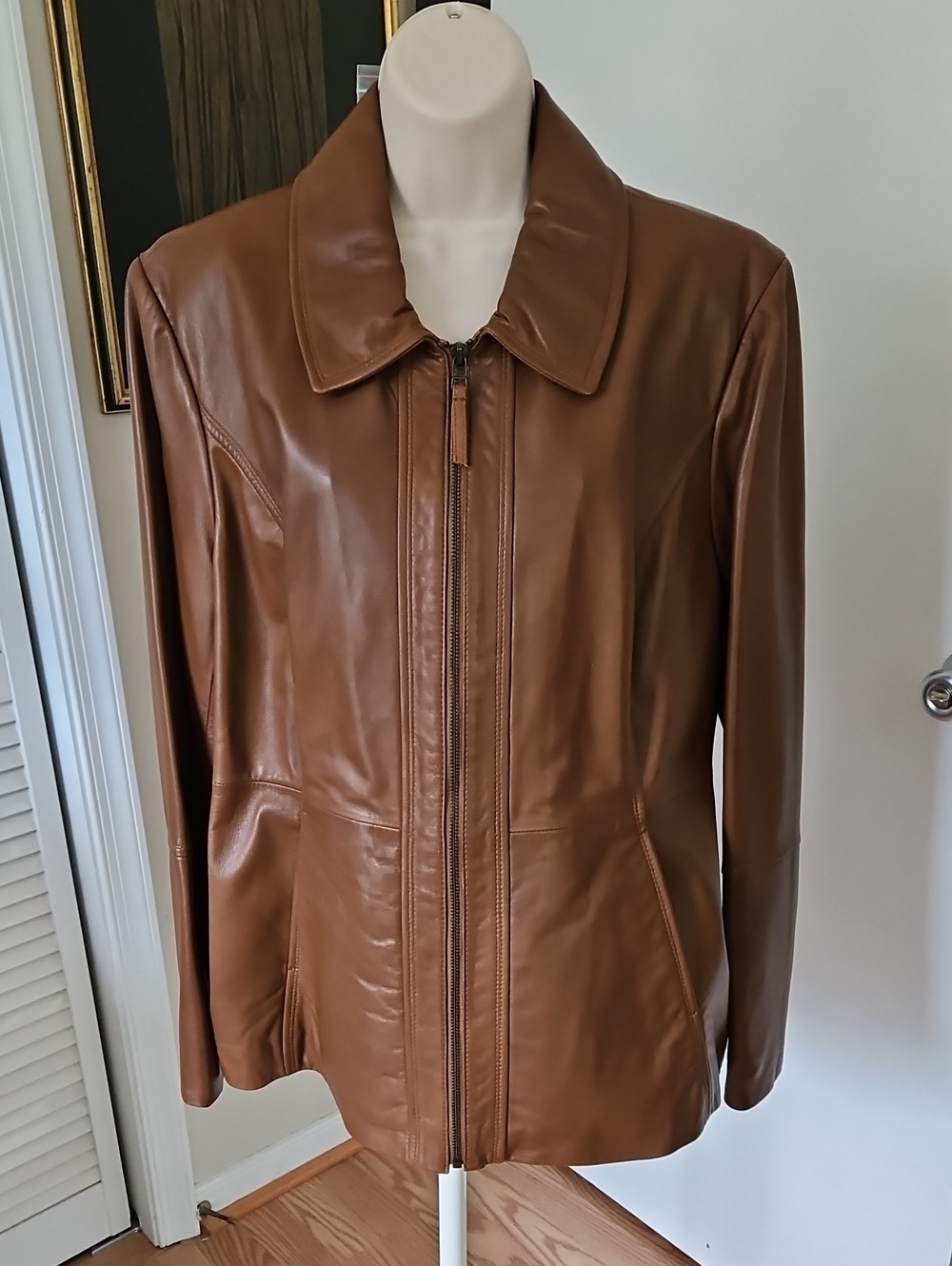 NWT Investments Brown Lamb Leather Jacket Size XL